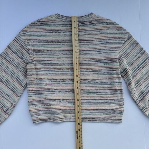 Madewell Womens Bubble Sleeve Sweater Crop Top Rainbow Stripe AI240 XXS - Picture 8 of 10